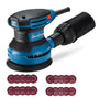 DongCheng Exzenterschleifer DSA02-125, 380 W, 125 mm, 6 Stufen mit Staubfangbehälter und Gummigriff