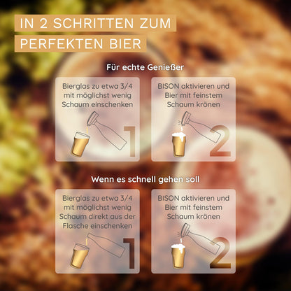BISON Biersonikator – Ultraschall-Flaschenaufsatz für Bier