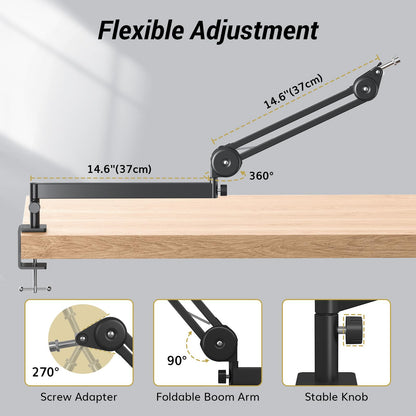 TONOR T40LP Mikrofonarm Low Profile Halterung verstellbar, Schwarz