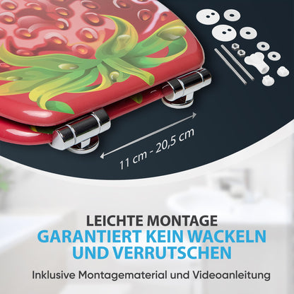 Sanilo WC-Sitz mit Absenkautomatik aus Holz, Motiv Strawberry