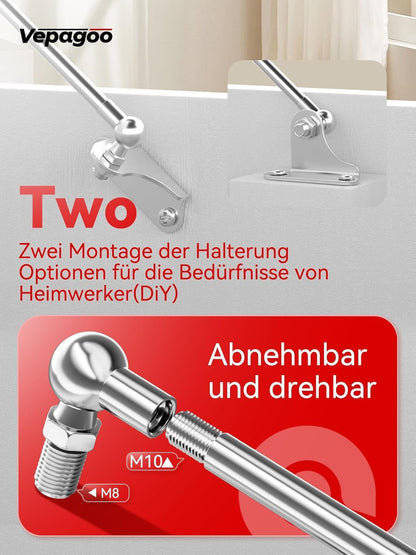 Vepagoo Regelbare Gasdruckfeder 910MM 534N/54KG – 2er Set
