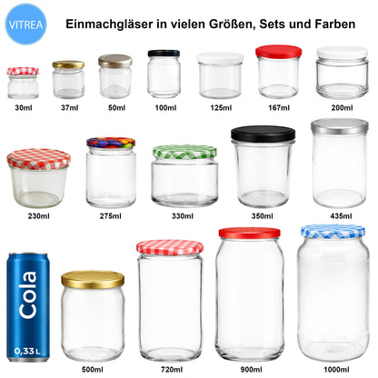 Vitrea Mini-Marmeladengläser 50 ml mit Schraubdeckel Gold, 100 Stück