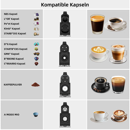 KOTLIE ST-550 Multi-Kapsel Kaffeemaschine 4-in-1, 19 Bar