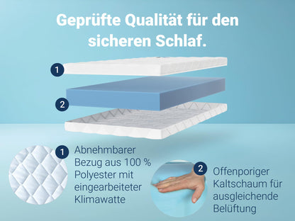 Betten-ABC Kinder & Jugend Matratze 140x200 cm - Oeko-TEX Waschbezug