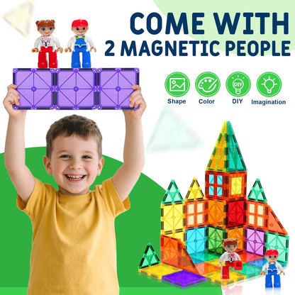 Jvshazup Magnetische Bausteine 120-teilig mit Autos und Figuren