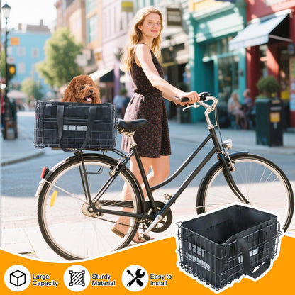 Wdmiya Fahrradkorb hinten, faltbar, mit Abdeckung und Gepäcknetz