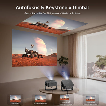 4K Smart Beamer mit Autofokus & Schwenkfunktion – Heimkino
