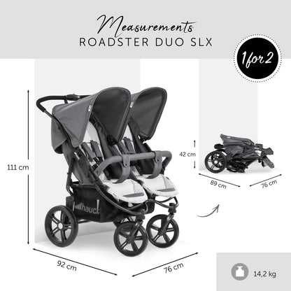 Hauck Roadster Duo SLX Zwillingswagen - Grau/Silber