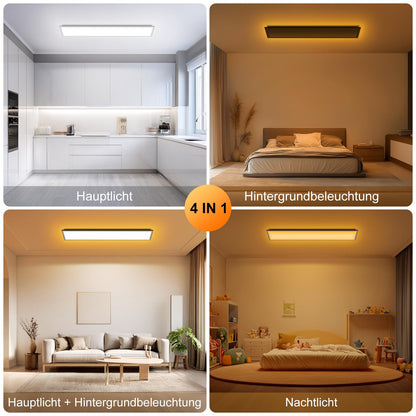 SNADER LED Deckenleuchte dimmbar, 100x25 cm Panel mit Fernbedienung