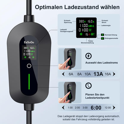 EzGoGo Mobile Wallbox 11 kW Typ 2 Ladegerät, 3-phasig, 10 m