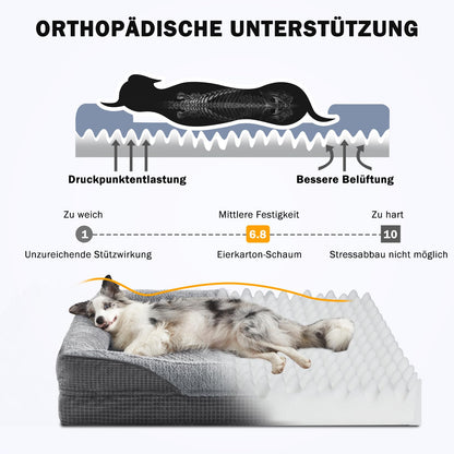 FURTIME Orthopädisches Hundebett Memory Foam, waschbar, 89 x 64 cm