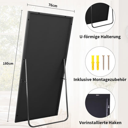 BEAUTYPEAK Übergrosser Ganzkörperspiegel 76x180 cm - Schwarz