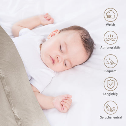 ATsense Bettwäsche 4teilig Baumwolle 135x200 cm Beige