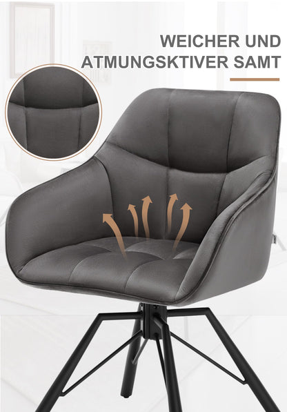 WOLTU Esszimmerstühle drehbar 2er Set - Samt dunkelgrau