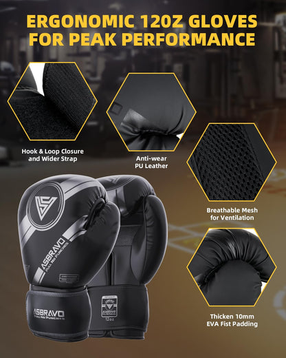 ASBRAVO Boxsack 4ft ungefüllt Trainingsset – Schwarz