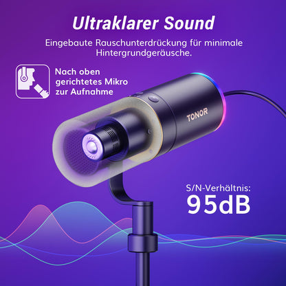 TONOR TD520S Dynamisches Mikrofon mit USB/XLR für Streaming und Gaming