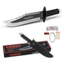 VIKING GEAR Rambo Messer First Blood Part II Signature Edition mit schwarz-silberner Klinge und Sägerücken