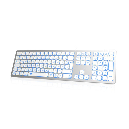 TechKey Slim Alu RGB USB Tastatur Numerisch Mac/PC - Silver White
