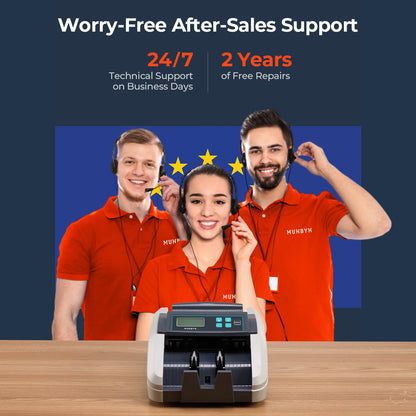 MUNBYN IMC51 Geldscheinzähler EUR mit Falschgelderkennung - Grau