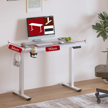 SANODESK Höhenverstellbarer Schreibtisch Elektrisch 110x54 cm weiss