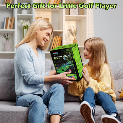 TERRAMUS Minigolf Set für Kinder, Indoor und Outdoor, LED-Ballrückgabe