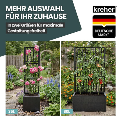 Kreher Ethica Rankgitter mit Pflanzkasten, Anthrazit, 80 x 36 x 140 cm