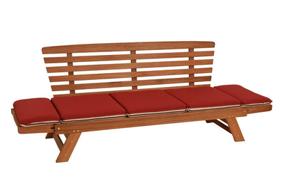 DEGAMO Garten Liegesofa Tirol 202cm Eukalyptus Rot-Beige