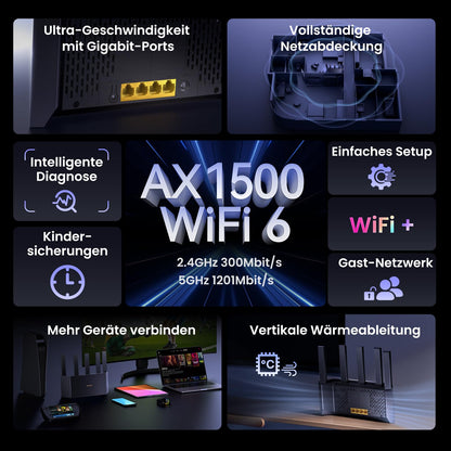 Tenda RX2L Pro WLAN Router Wi-Fi 6 AX1500 Dualband Gigabit