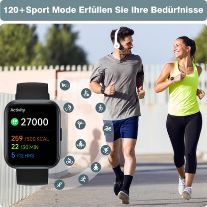 AEAC Smartwatch Fitnessuhr mit Telefonfunktion, 1.85" Display