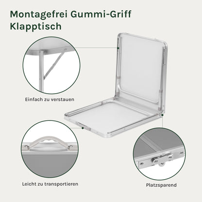 WOLTU Campingtisch Klapptisch 120 x 60 cm, höhenverstellbar, Grau