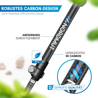 NORDMUT® Teleskop Carbon Trekkingstöcke – Kork Griff & Puffer Set