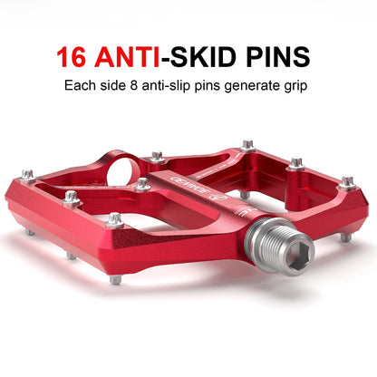 GEWAGE Fahrradpedale GE-324 – CNC-Flachpedale, 3 Lager, Rot