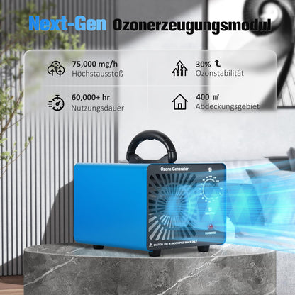 GMGXX Ozongenerator OG-75, Ozon Luftreiniger bis 400 m², 75000 mg/h