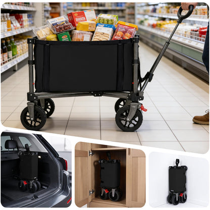YEAUPE PRO Bollerwagen faltbar, 70 L, 50 kg Tragkraft, Schwarz
