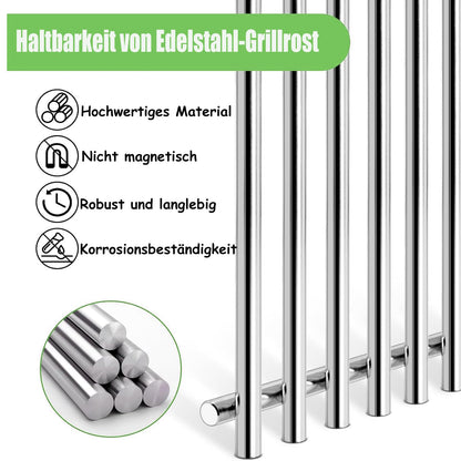 GFTIME Edelstahl Grillrost 41,5 x 70,5 cm, 3-teilig für Gasgrills