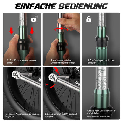 DISEN Drehmomentschlüssel-Set 6-tlg. 1/2"+3/8"+1/4" Präzision