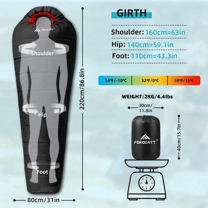 Forceatt Schlafsack Deckenschlafsack 3-4 Jahreszeiten - 0-20°C