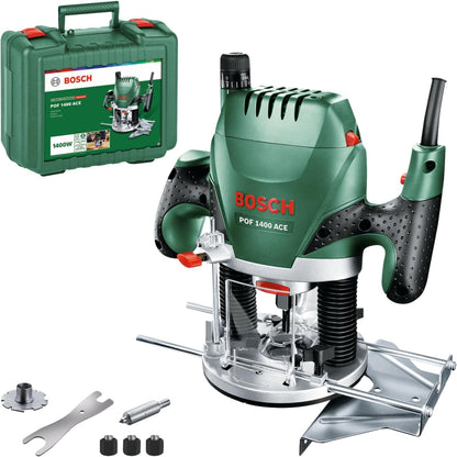 Bosch Oberfräse POF 1400 ACE + 15tlg. Fräser Set Holz 8mm