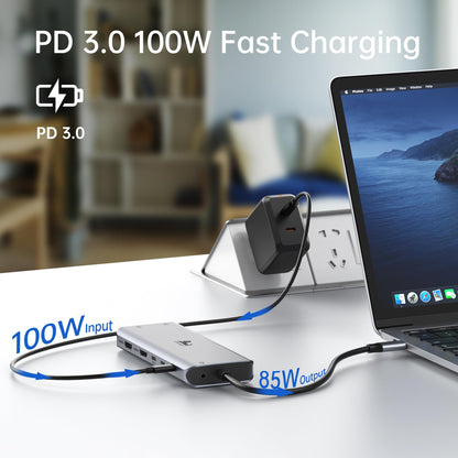 LIONWEI USB-C Dockingstation 13-in-1 Dual Monitor Triple Display