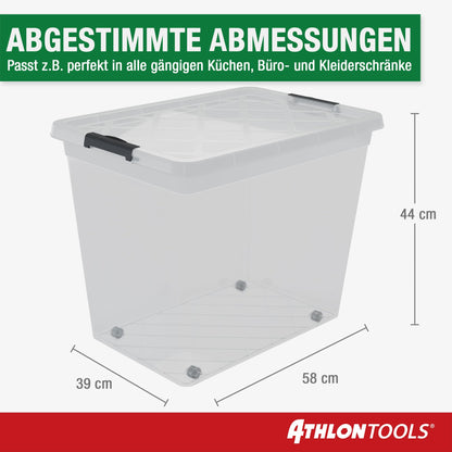 ATHLON TOOLS 4x 80L Aufbewahrungsboxen transparent lebensmittelecht