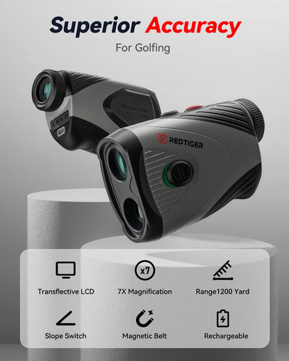 REDTIGER Laser-Entfernungsmesser Golf mit Slope, 1200 Yards, 7-fach