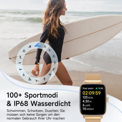 AEAC Smartwatch Damen mit Telefonfunktion, IP68, 110+ Sportmodi