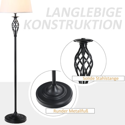 HOMCOM 3er Lampen Set Vintage – 2 Tisch-, 1 Stehlampe Schwarz Weiss