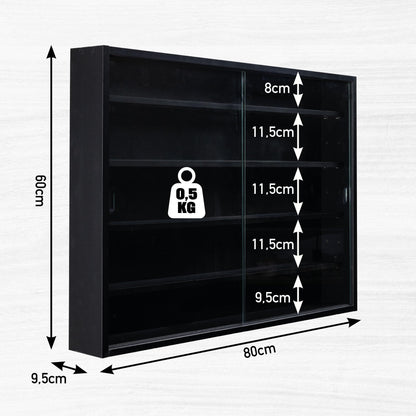 Inter Link Blacklava Sammlervitrine Hängend - Schwarz 80x60cm