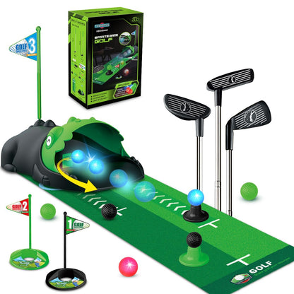 TERRAMUS Minigolf Set für Kinder, Indoor und Outdoor, LED-Ballrückgabe