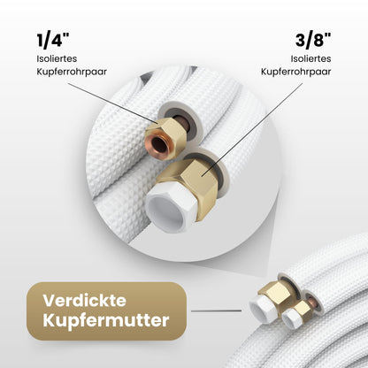 Kältebringer 9m Kältemittelleitung 1/4"+3/8" Isoliert Split-Klima Set