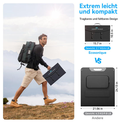 Ecosonique 100W Tragbares Falt-Solarpanel Schnellladegerät