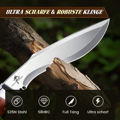 Purple Dragon Survival Messer mit Full Tang Klinge und Holzgriff