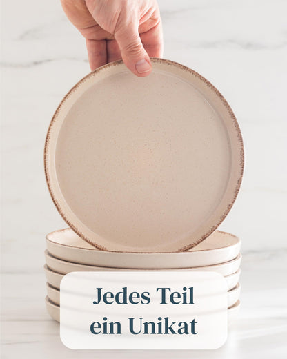 Pure Living Rustic Steingut Geschirrset 24 tlg. - Beige