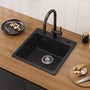 CECIPA Granit-Einbauspüle 45x45cm, schwarz eckig, 2 Hahnlöcher
